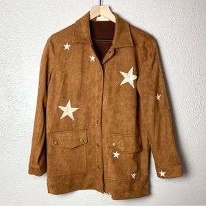 THML Faux Suede #23 Star Embroidered Shacket XS
